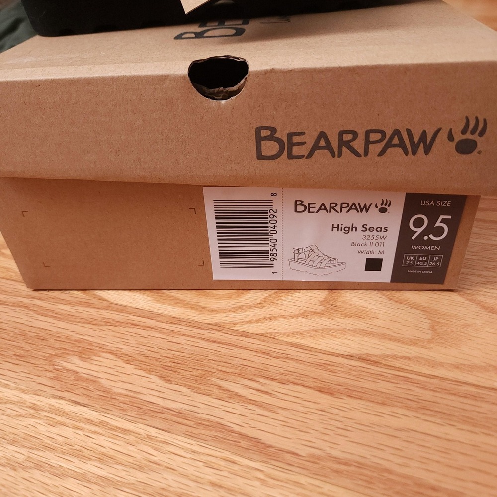 Bearpaw High Seas Fisherman Sandals‎ Womens 9.5 Black Wedge Platform Buckle NIB - Picture 6 of 8